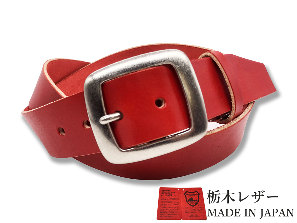 新品 栃木レザーベルト 本革 牛革 メンズ レディース レッド 赤 国産 日本製 ベルト ム地 レザー ロングサイズ 40mm カジュアル W007RDL拍卖