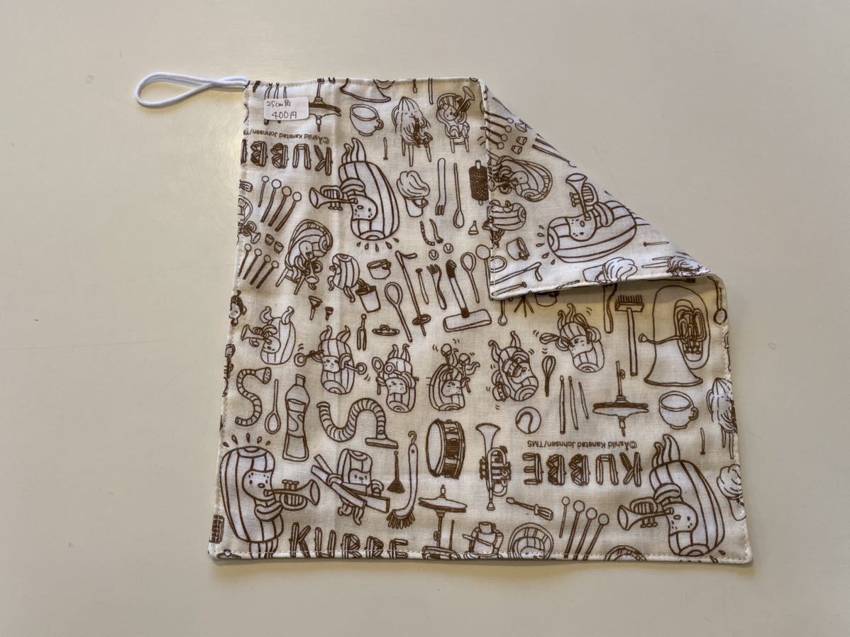 ハンドメイド★ガーゼハンカチ KUBBE 25cm ループ付き2 (1000)拍卖