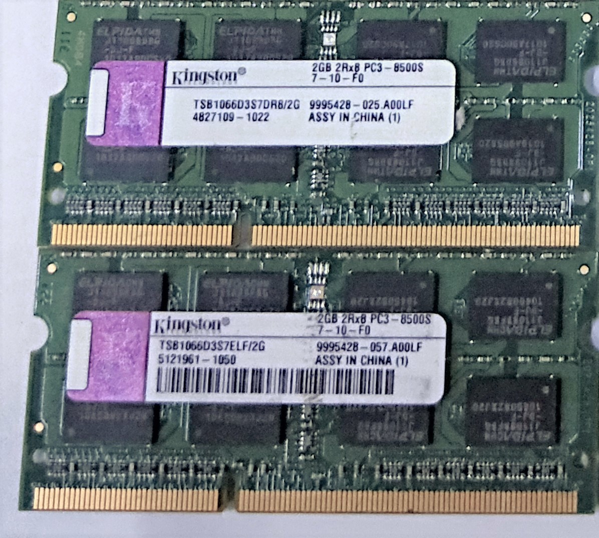 【中古パーツ】PC3 ノートパソコン用 DDR3 メモリ KINGSTON 2GB-2RX8 PC3-8500S-7-10-F0 2GBx2枚 計4GB 送料無料(在庫10枚)■N(179)拍卖