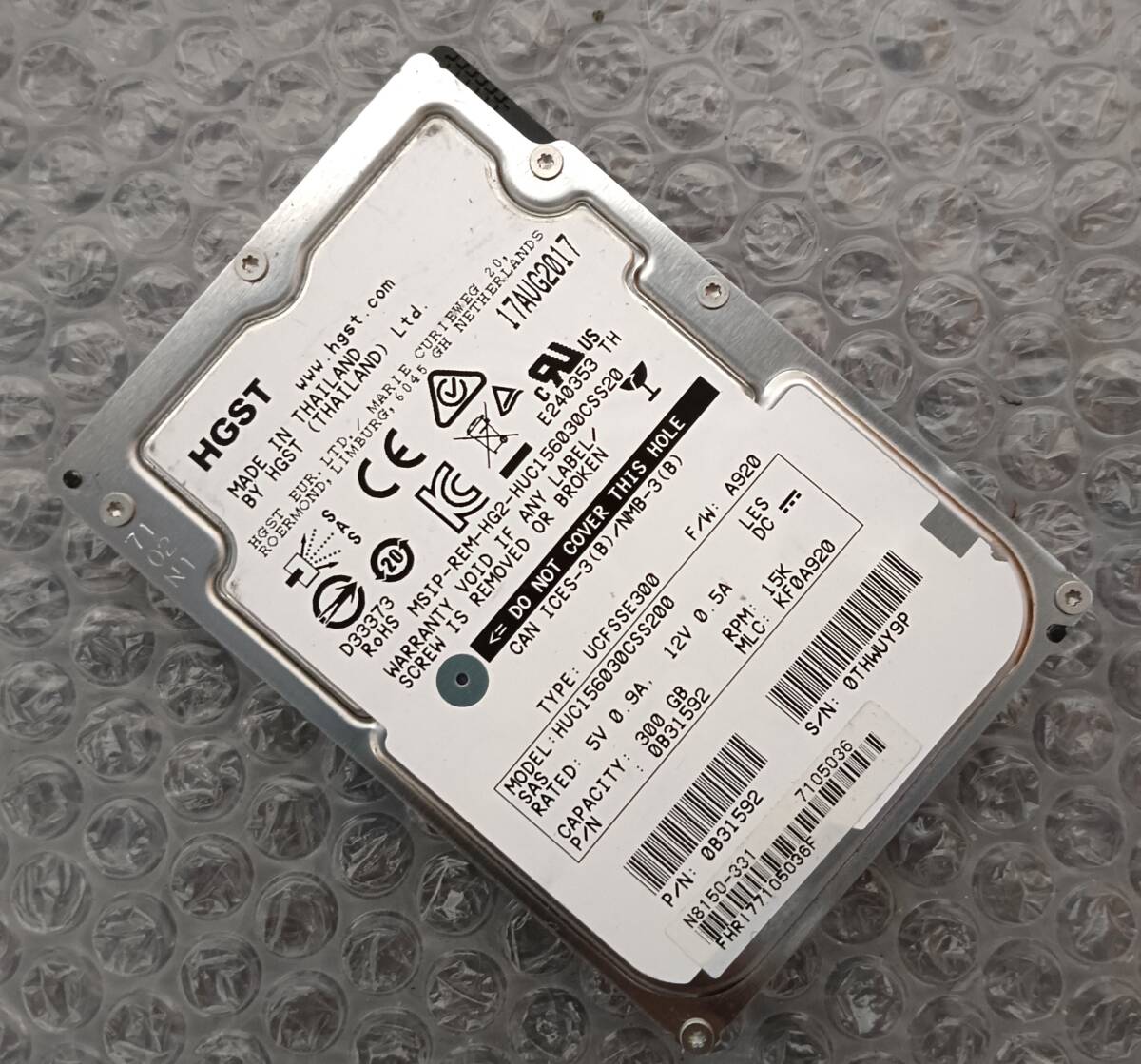 【中古パーツ】 2.5インチ HGST HUC156030CSS200 SAS 15K 300GB HDD 正常品 1台■ SAS 2709拍卖