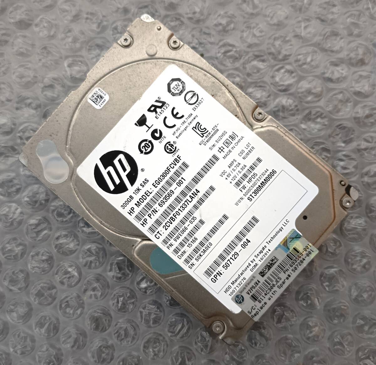 【中古パーツ】 2.5インチ HP EG0300FCVBF SAS 10K 300GB HDD 正常品 1台■ SAS 2699拍卖