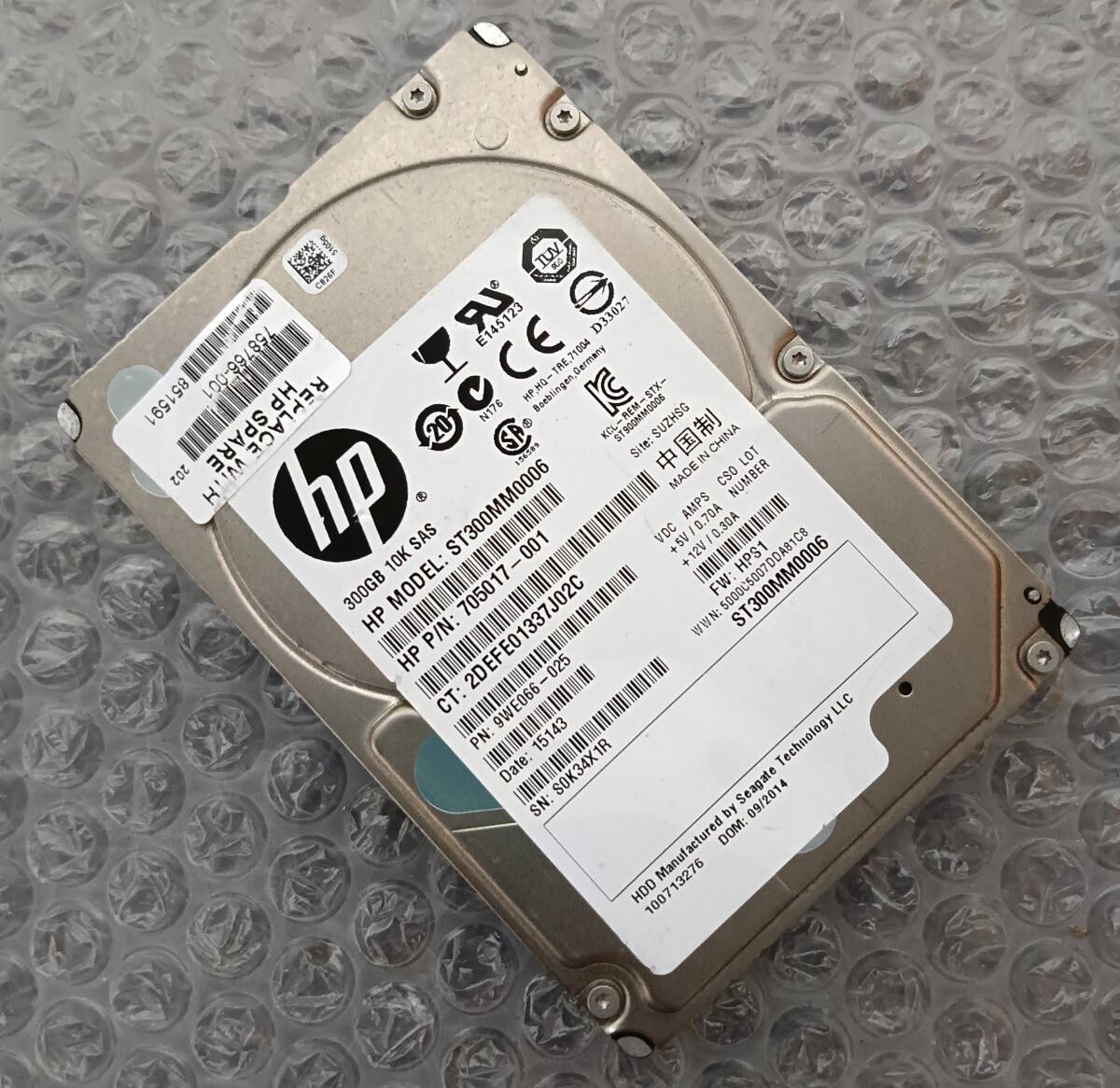 【中古パーツ】 2.5インチ HP ST300MM006 SAS 10K 300GB HDD 正常品 1台■ SAS 2697拍卖