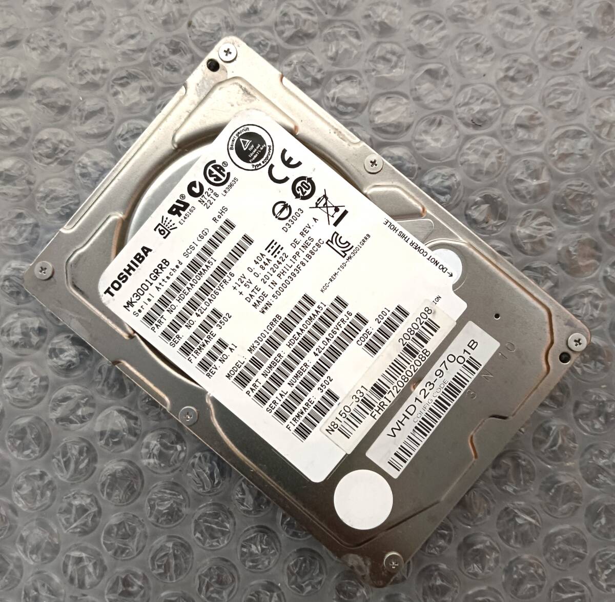 【中古パーツ】 2.5インチ TOSHIBA MK3001GRRB SAS 300GB HDD 正常品 1台■ SAS 2710拍卖