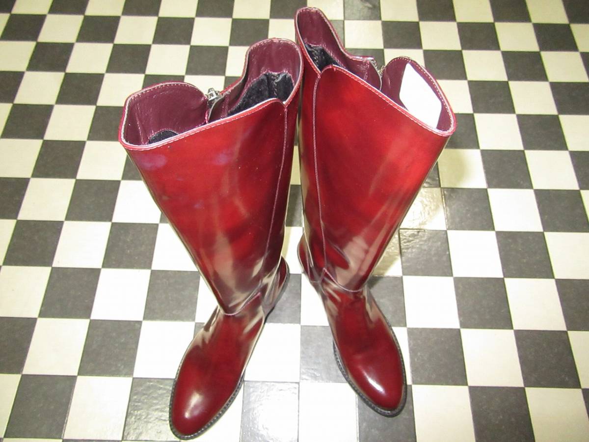 ★CARLO ROSSETTI/カルロロセッティ★良品 6.5 レザージョッキーロングブーツ拍卖