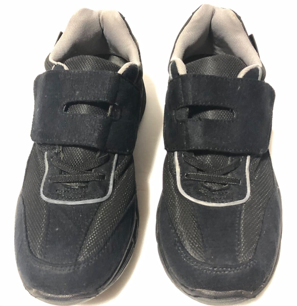 マジックテープ スニーカー マジックテープ シューズ ウォーキング ワーク メンズ 24.0cm 軽量 ブラック 黒 美品 送料無料!拍卖