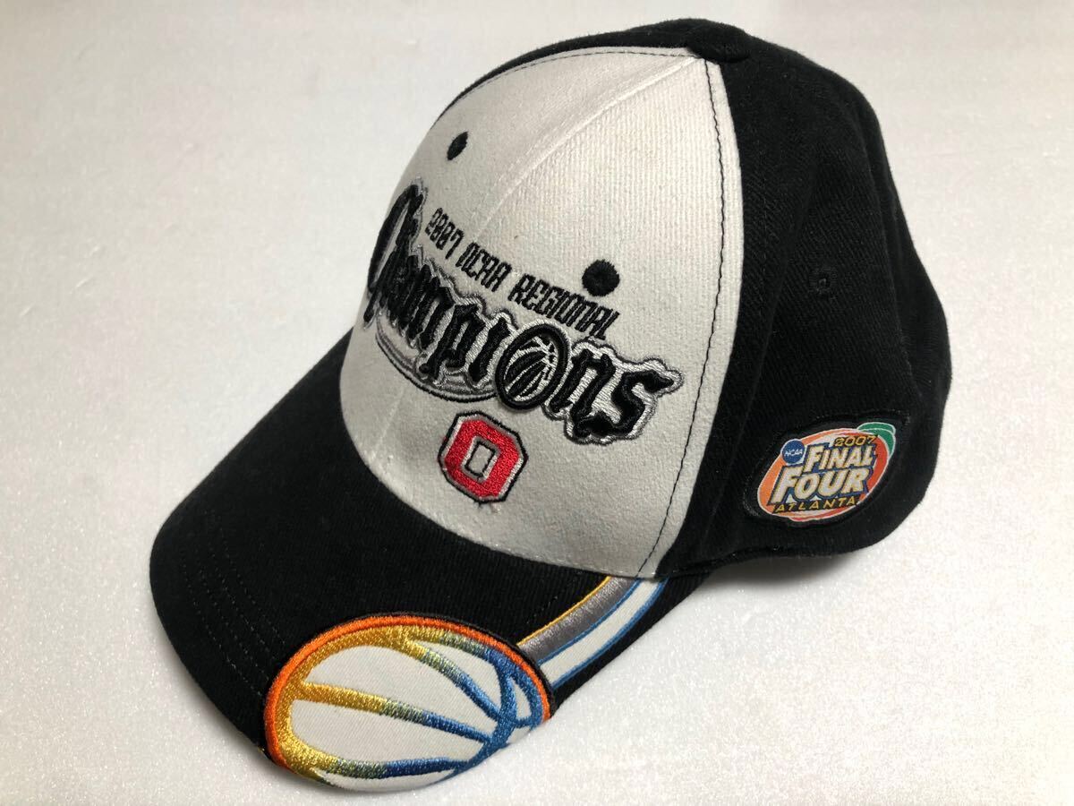 2007 NCAA チャンピオン バスケットボール ファイナル フォー ハット キャップ 帽子 メンズ ワンサイズ ブラック 黒 白 送料無料!!拍卖
