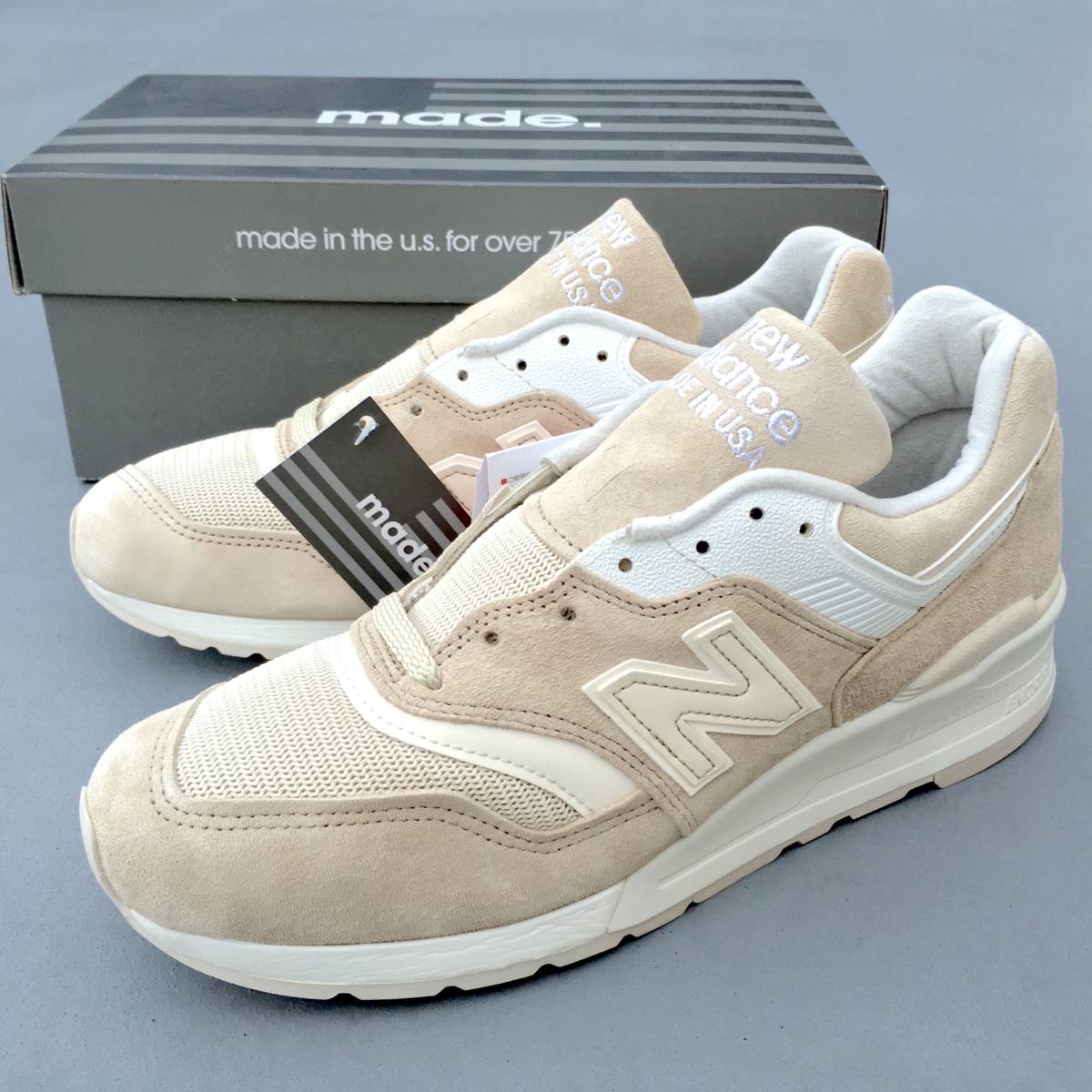 国内正規品 USA製 NEW BALANCE M997PAB TAN US11D 29cm ライトベージュ×ホワイト 限定モデル 新品 スウェード アメリカ米国製拍卖