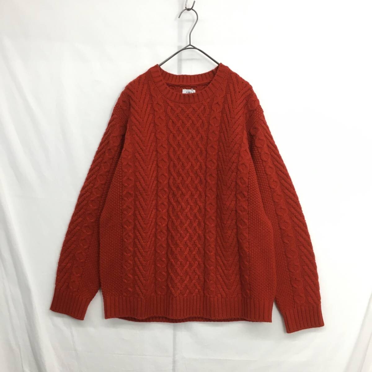 KZ6904★coen : ケーブル編み ニットセーター★M★赤系 コーエン拍卖