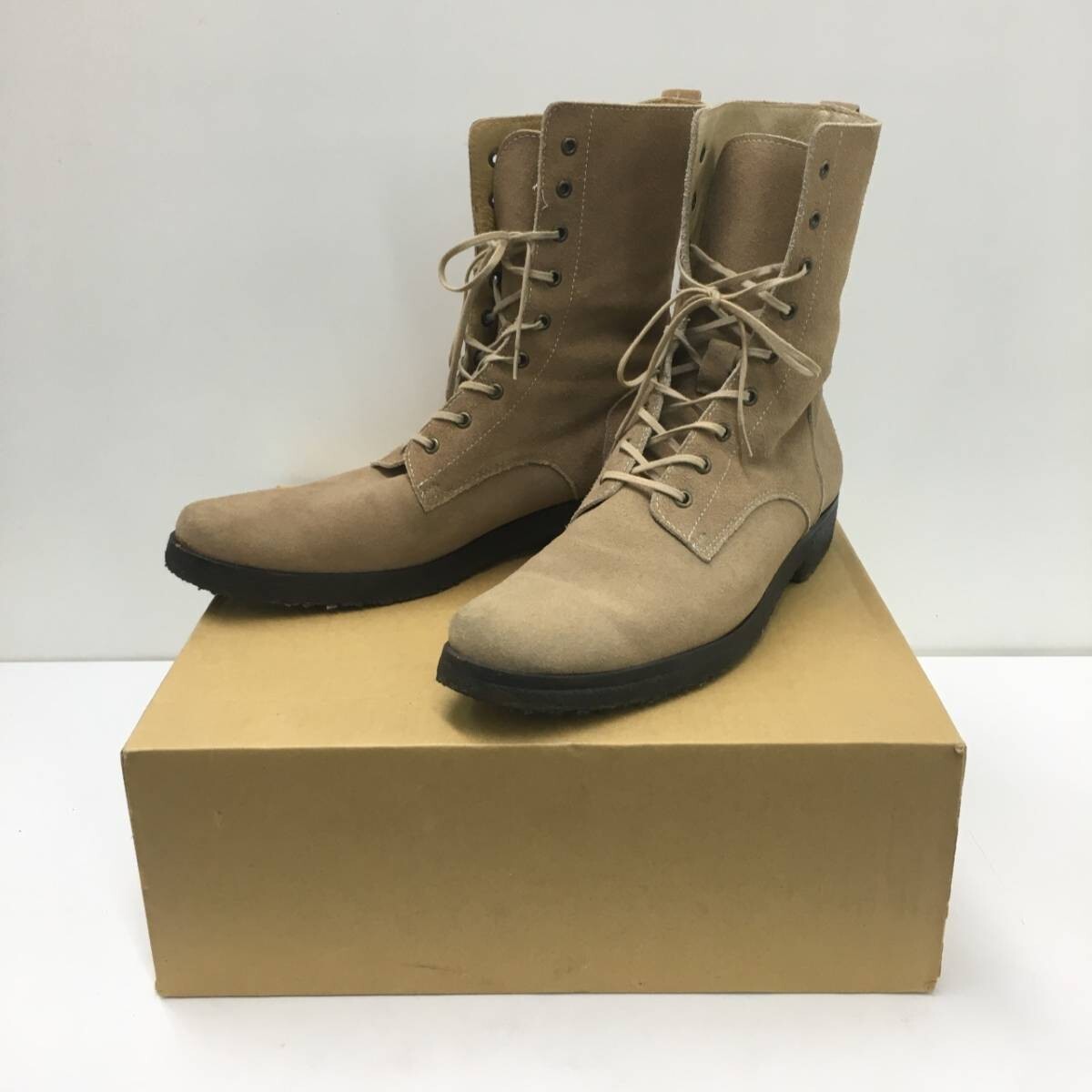 KZ916★TradingPost Athosスエード編み上げブーツ★42★ベージュ トレーディングポスト拍卖