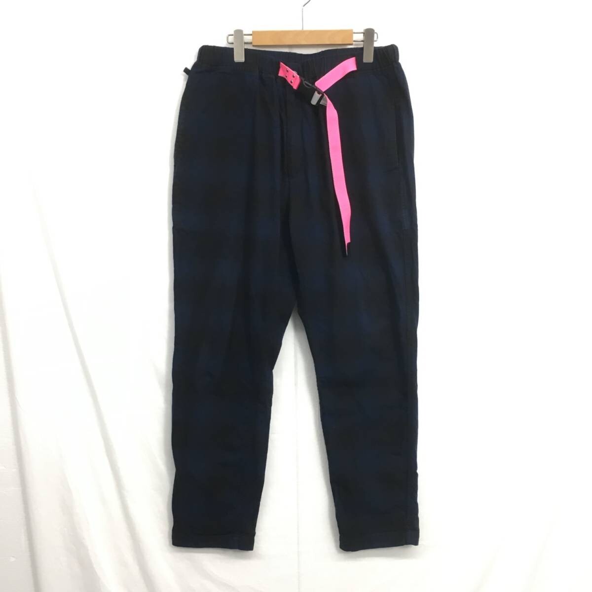 KZ6512★CHOOSE ME : チェック柄 ベルテッドパンツ★L★ネイビー/黒 チューズミー拍卖