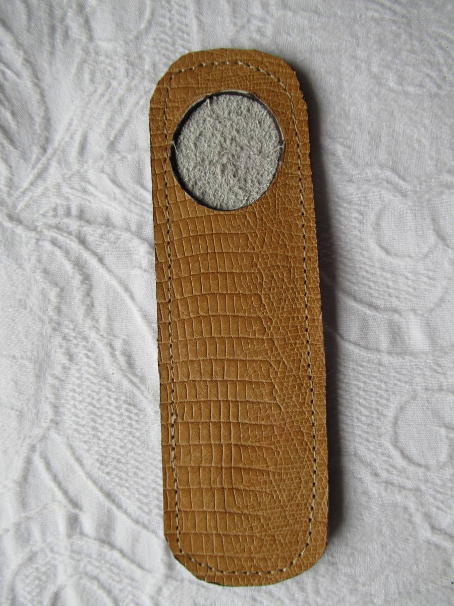 手作り 本革製ペンケース 1本入り 15cm ベージュ型押し拍卖