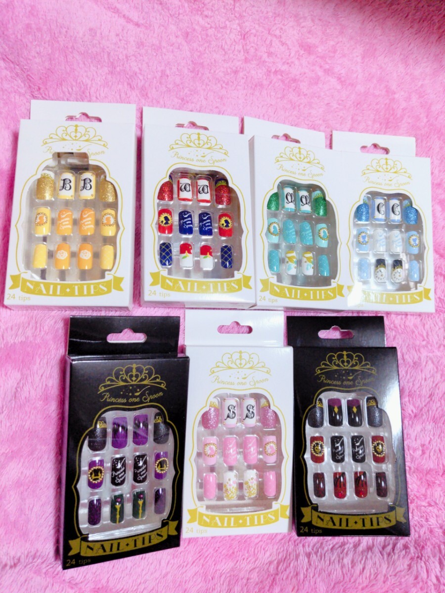 新品!ディズニー Disney プリンセス ヴィランズ シンデレラ 白雪姫 美女と野獣 リトルマーメイド 眠れる森の美女 ネイルチップ 7点セット拍卖