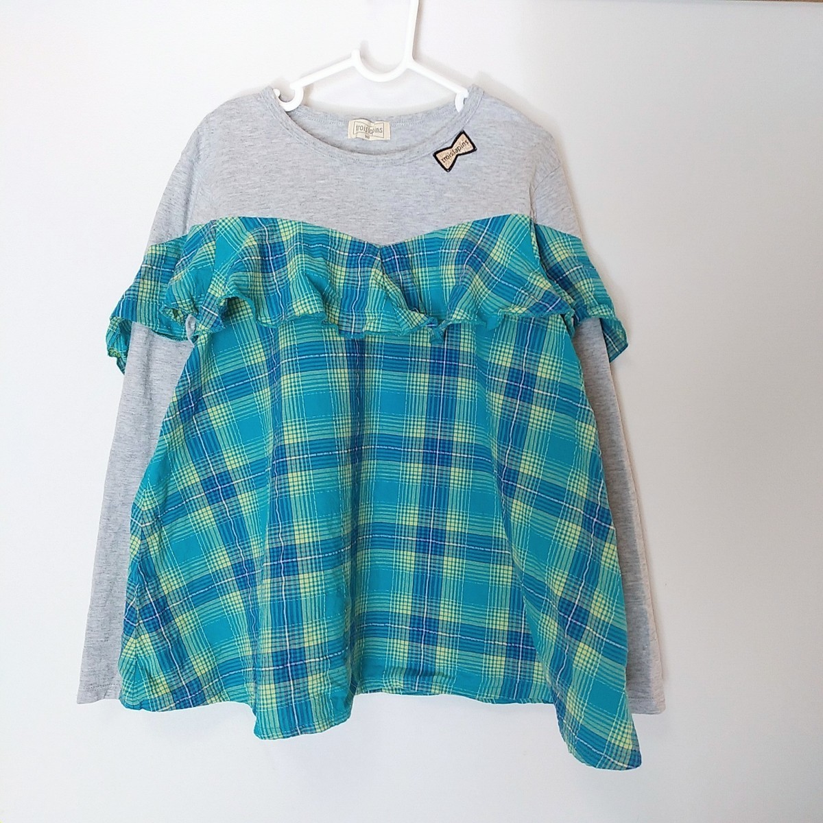 トロワラパン(KP)チェック 長袖Tシャツ 140 ロンT拍卖