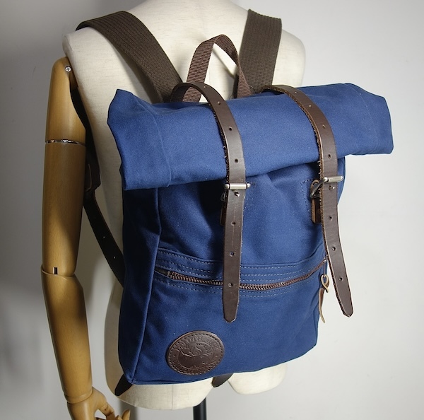 TK 美品 ダルースパック DULUTH PACK ロールトップ リュック 紺 ネイビー キャンバス レザーストラップ バックパック バッグ拍卖