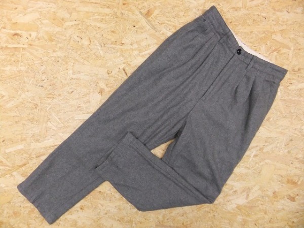 HARE ハレ Sサイズ メンズ パンツ ジップフライ 3タック スリータック 裏地付き テーパード ウール×ポリエステルなど ヘザーグレー 杢灰色拍卖
