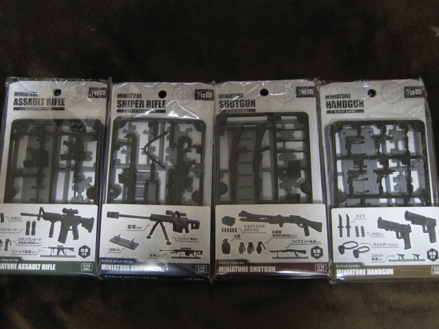 フ ミニチュア 1/12 銃4種セット アサルトライフル スナイパーライフル ショットガン ハンドガン 武器 figma S.H.Figuarts 12gkm拍卖