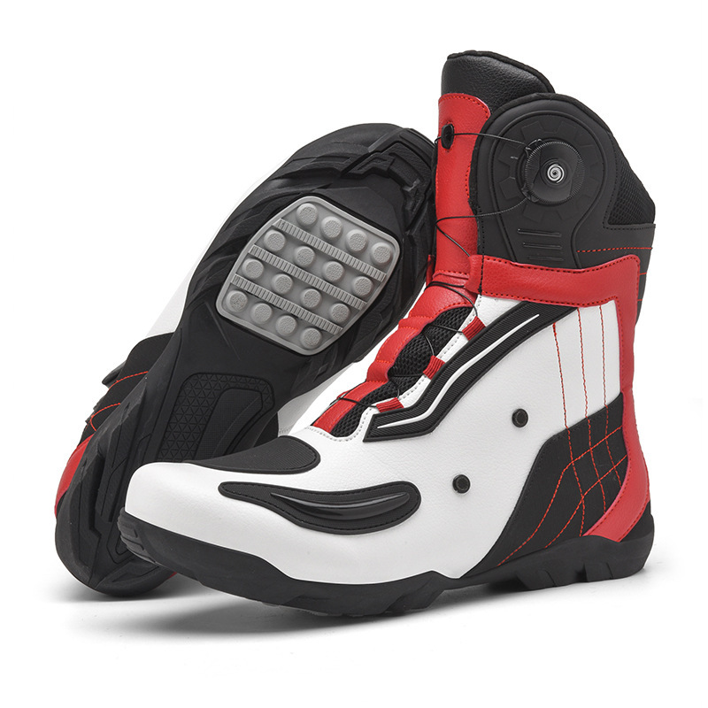 バイクシューズ ライディングシューズ レーシングブーツ コンバットブーツ ライダーブーツ ツーリング 強化防衛性バイク用靴レッド28cm拍卖