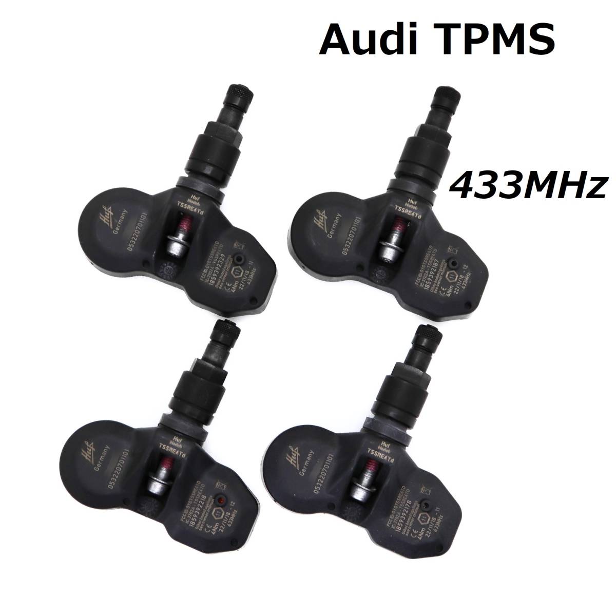 【在庫有】 アウディ 純正同等品 並行車専用 433MHz 1台分 新品 TPMS 空気圧センサー A4 A6 A8 R8 RS4 RS6 RS7 Q7 S8 AUDI ブラックバルブ拍卖