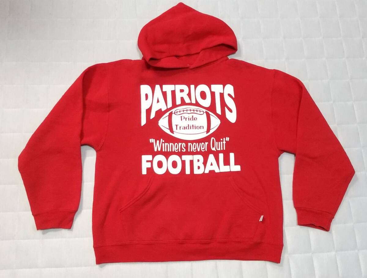 5 PATRIOTS FOOTBALL パーカー M 赤 RED RUSSELL MADE IN HONDURAS フーディー 送料無料 拍卖