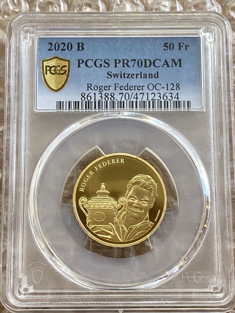 【PCGS鑑定PR70】ロジャーフェデラー 金貨 ゴールドコイン スイス連邦造幣局 50フラン モダン プルーフコイン テニス ジョコビッチ 錦織圭拍卖