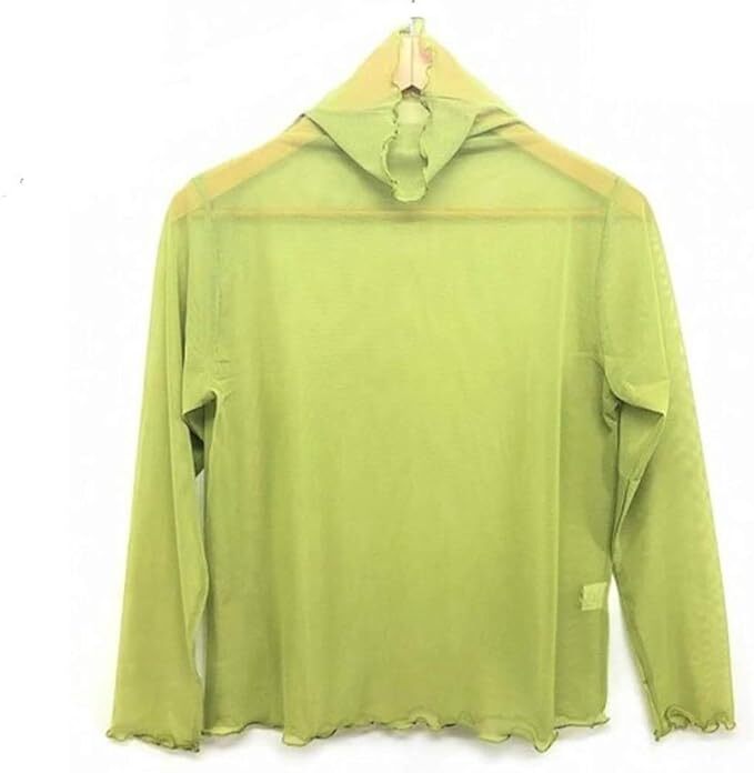 新品●送料無料●ライトグリーン●ボトルネック ハイネック パワーネット透けカットソー お色いっぱ~い拍卖