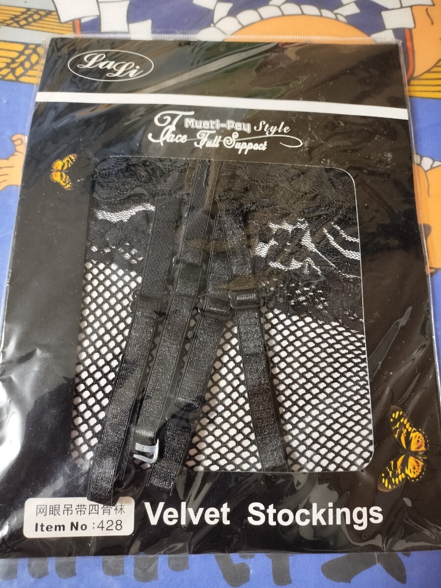 ☆ 20d full support long stockings with multi ply lace top velvet stockings ベルベット ロング ストッキング ブラック拍卖