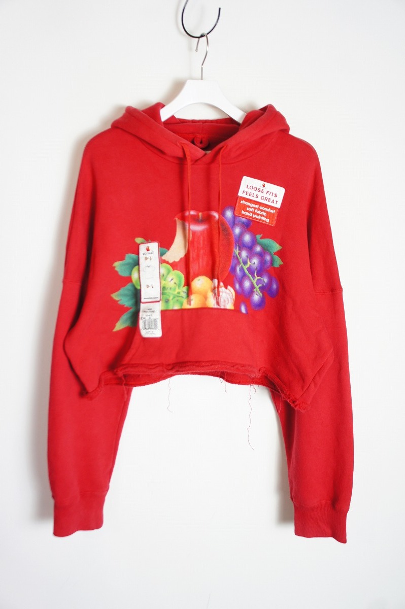 18SS doubletダブレット HAND-PAINTED HOODIE WITH DEADSTOCK PATCHESスウェット パーカー 18SS17CS89 赤522O▲拍卖