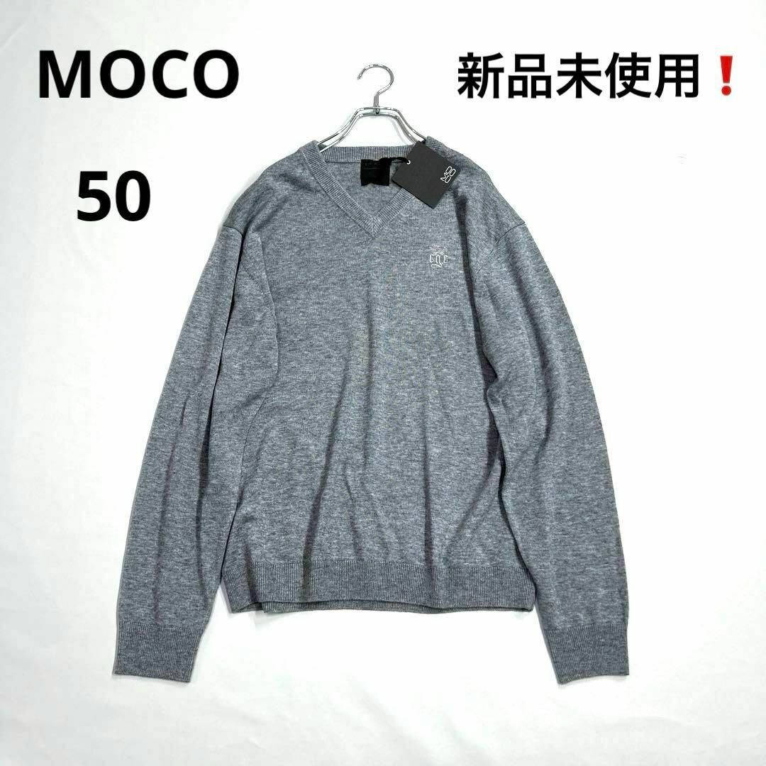 新品未使用★MOCO モコ 50 Vネック ニットセーター ゴルフ グレー拍卖