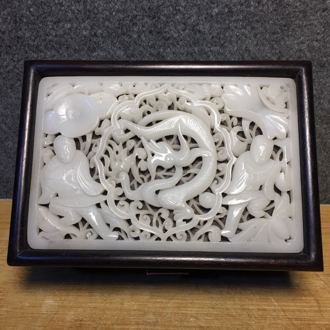 旧蔵 清 紫檀 はめ込む 玉石 盒子 天然木 木製 極細工 希少珍品 古美術 古美味 L1129拍卖