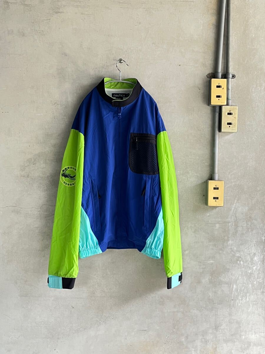 90s 90年代 ビンテージ ノーティカ nautica SCUBA スキューバ ナイロンジャケット カヤック クレイジーパターン XXL ビッグサイズ 大きい拍卖