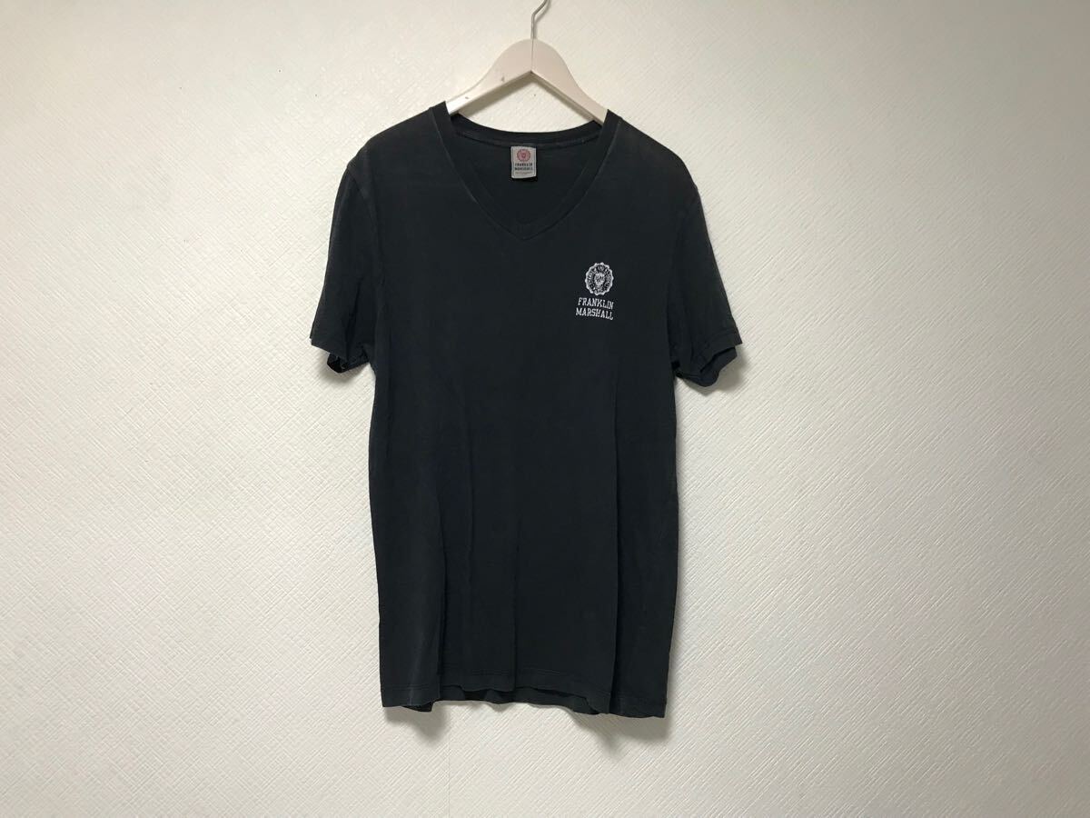 本物フランクリンマーシャルFRANKLINMARSHALLコットンVネックロゴプリント半袖Tシャツメンズサーフアメカジミリタリー黒ブラックトルコ製M拍卖