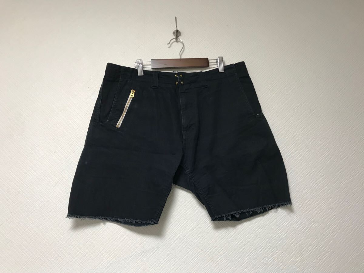 本物ツーディライブ02DERIV.コットンチノショートパンツメンズサーフアメカジビジネススーツモードゴルフドレスL黒ブラック3日本製拍卖