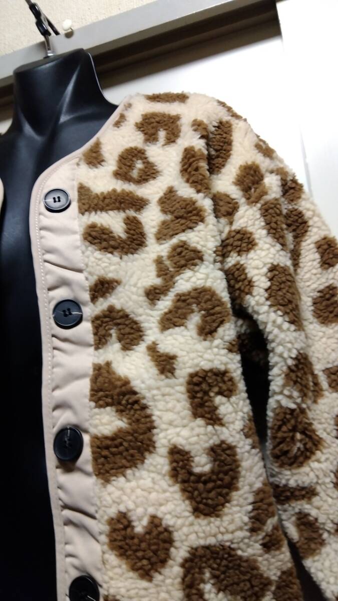 ☆DAY CLOSETドロップショルダーヒョウ柄ボアジャケット☆レオパードS~M拍卖