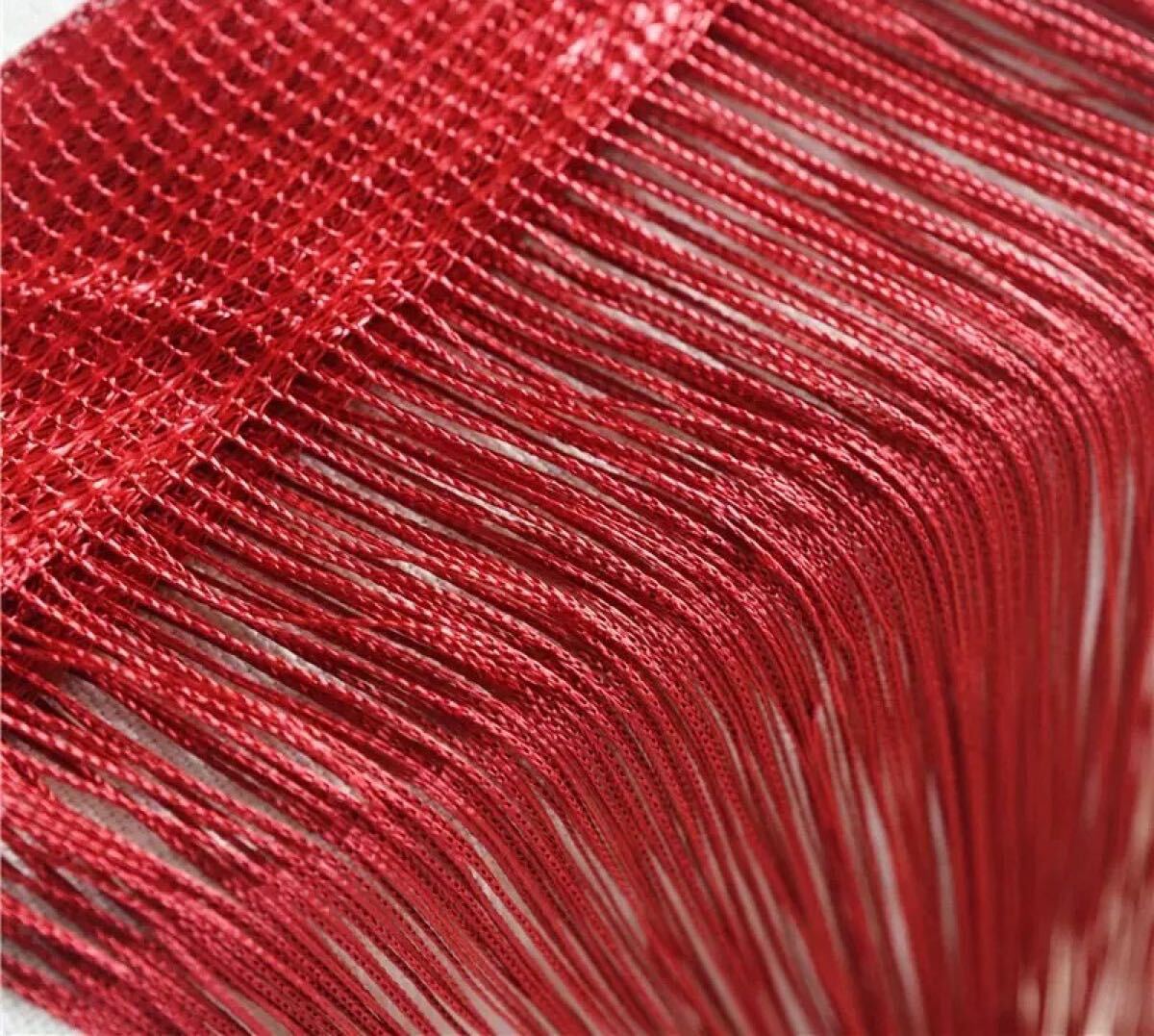 紐のれん ストリングカーテン ロング丈 長さ調節 カーテン おしゃれ (レッド)拍卖