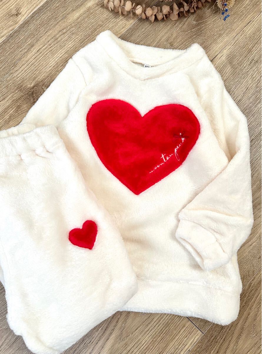 未使用 ナルエー キッズ ソフティスノー ハート パジャマ 110サイズ Narue 子供用パジャマ 暖か素材拍卖