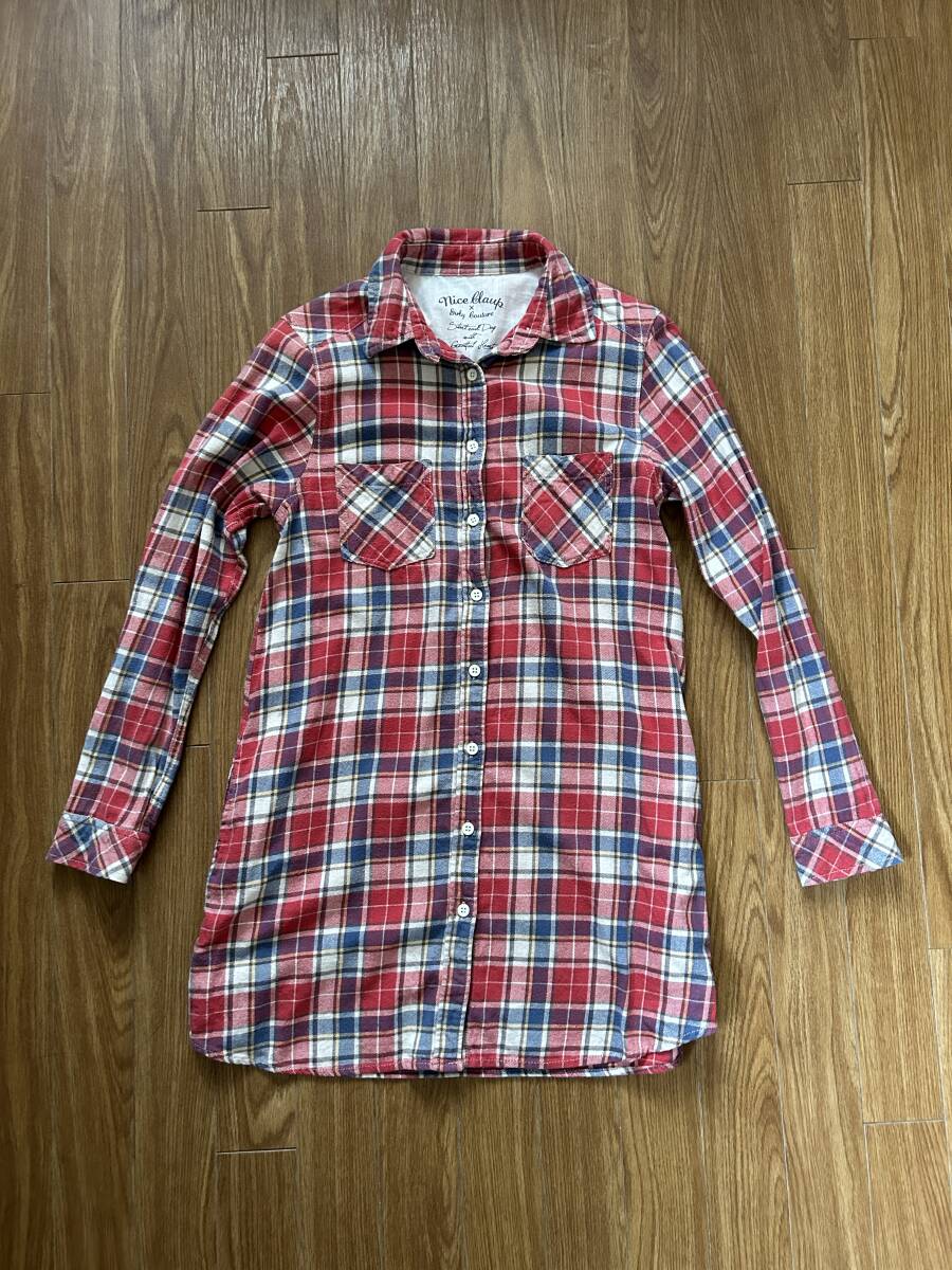 ■NICE CLAUP ナイスクラップ 長袖 シャツ チュニック ネルシャツ チェック柄 カジュアル アウトドア ポケットあり拍卖