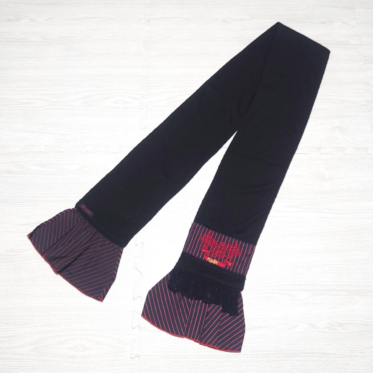 h.NAOTO H.jelly エイチナオト エイチジェリー レディース マフラー ストール レッド ブラック パンク ゴスロリ ブランド tp-24x1063拍卖