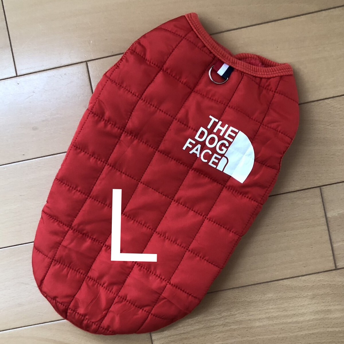 新品 犬服 Lサイズキルティングベスト前ボタン内側フリースリードをつけるリング付き拍卖