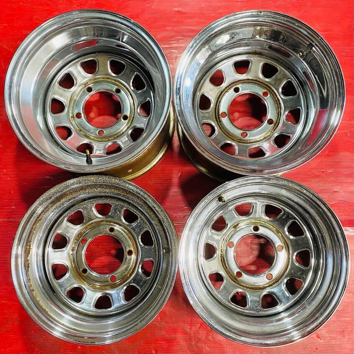 DAYTONA サイズ 15×8.0JJ/10.0JJ PCD139.7 H5 OFF -12/-24 ハブ径約109mm 傷汚れあり 4本セット拍卖