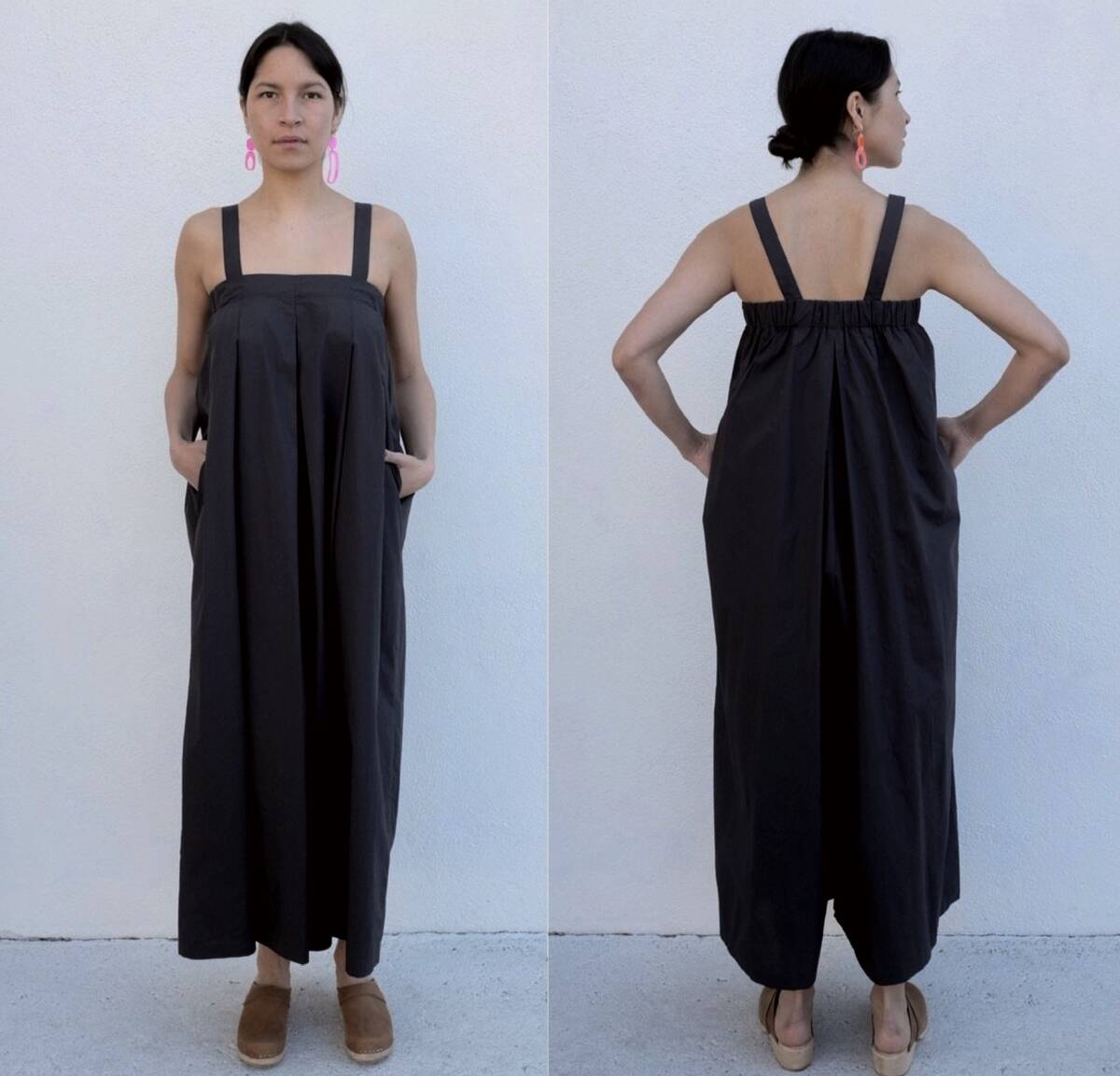 美品 BLACK CRANE Jumpsuit リネンオールインワン 墨黒 サロペット拍卖