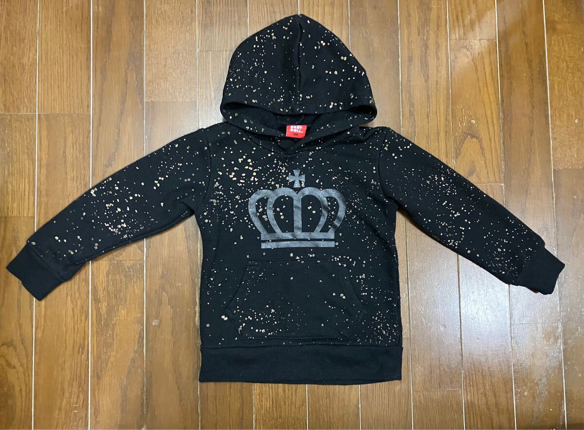 BABY DOLLベビードール☆フード付きパーカー☆100cm☆ゴールド&ブラック☆トレーナー☆男の子女の子兼用拍卖