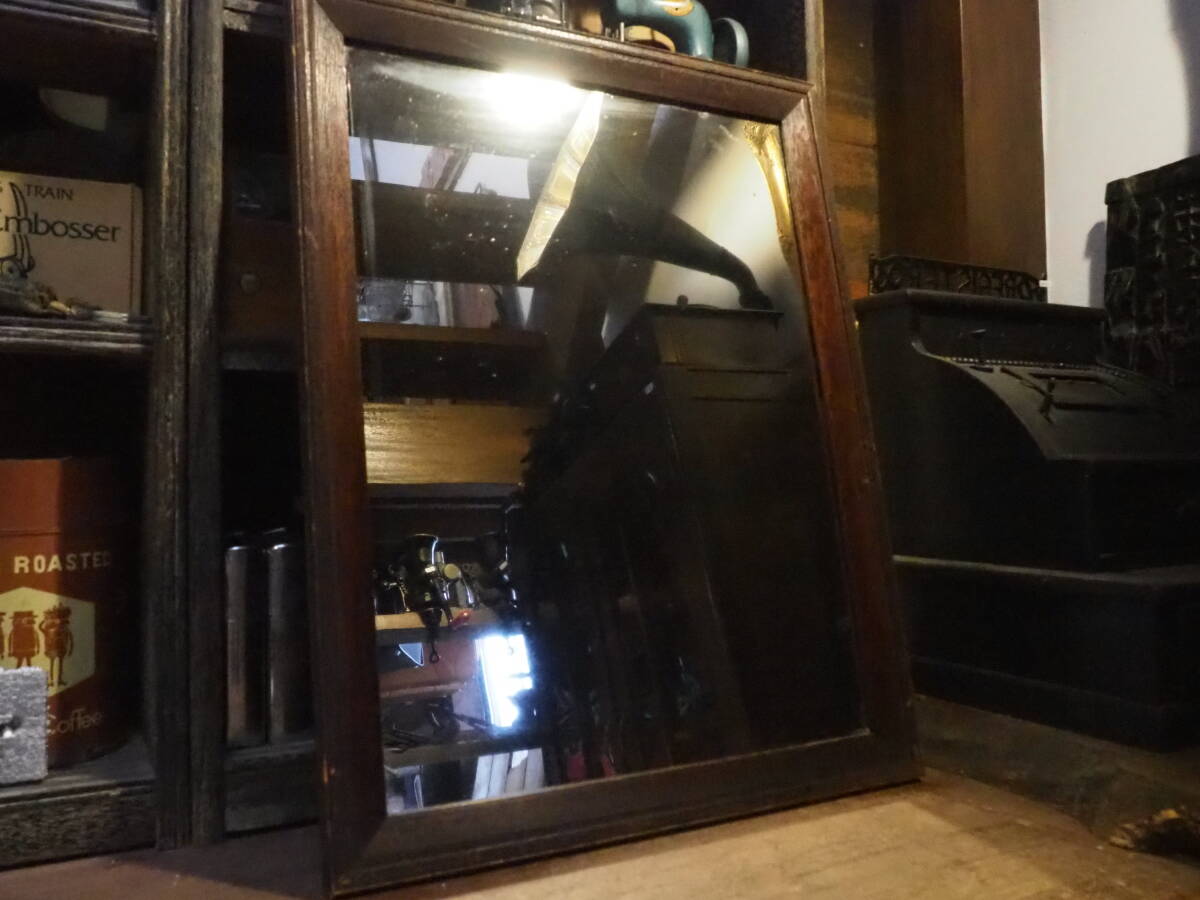 【昭和レトロな姿見】鏡インダストリアル古道具アンティーク骨董インテリア折り畳みスタンドミラーコンパクトミラー化粧鏡台拍卖