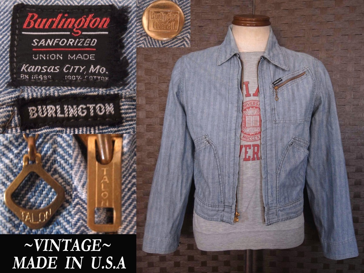 ビンテージ Burlington ヘリンボーン TALON エンジニアJACKET リーバイス VINTAGE マッコイズ Lee91 ウエアハウス RRL オアスロウ model 拍卖