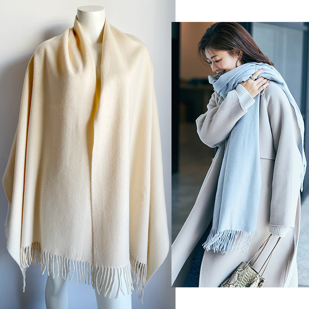 JOHNSTONS ジョンストンズ*カシミヤ大判ストール ベージュ 三尋木奈保さん 大草直子さん 美品 拍卖