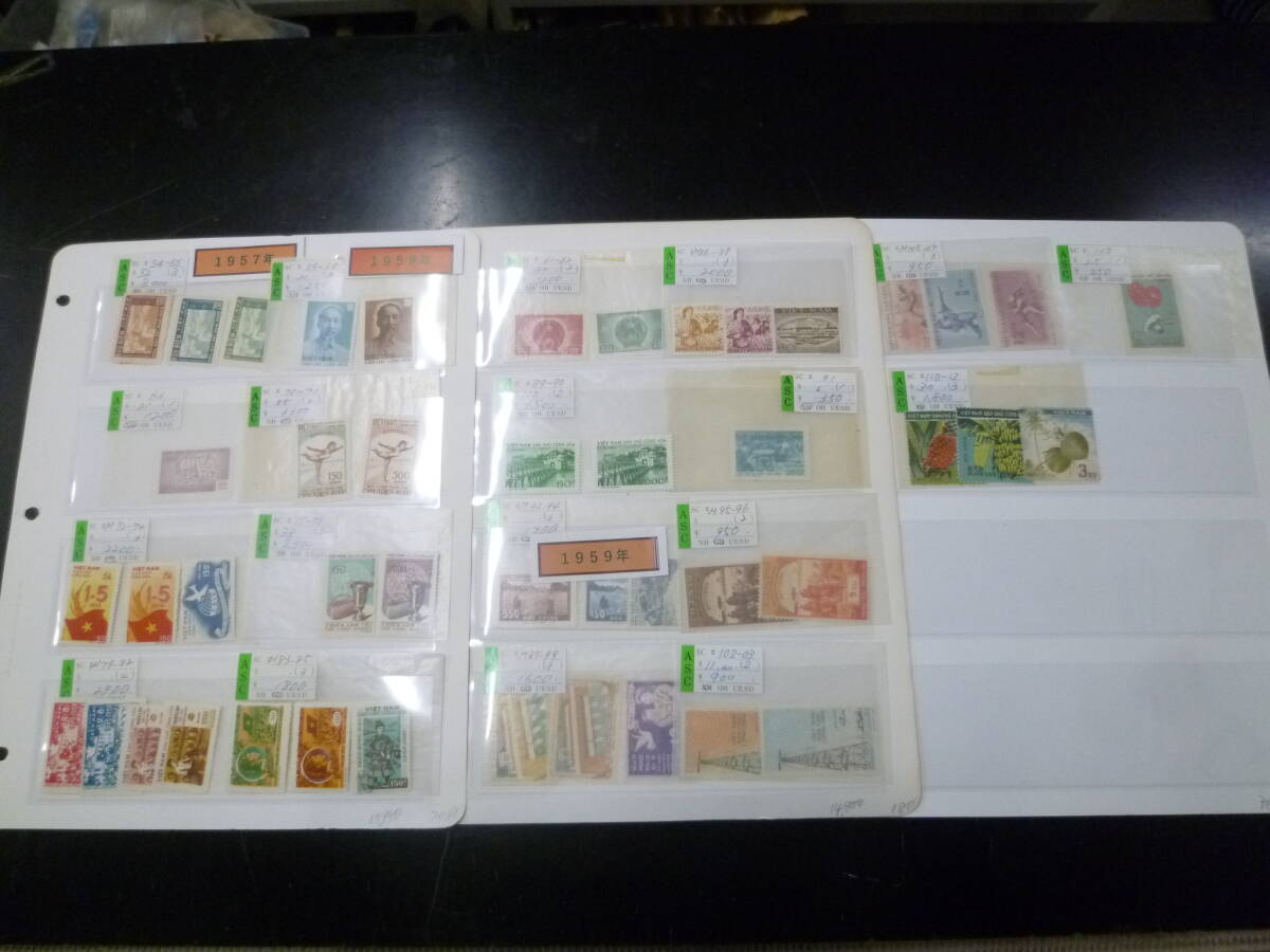 25 M リーフ№1 北ベトナム切手 1957-59年 SC#54-112の内 記念 19袋 計45種 3リーフ 未使用NH~OH・VF 【小売価格 35,750円】 ※説明欄必読拍卖