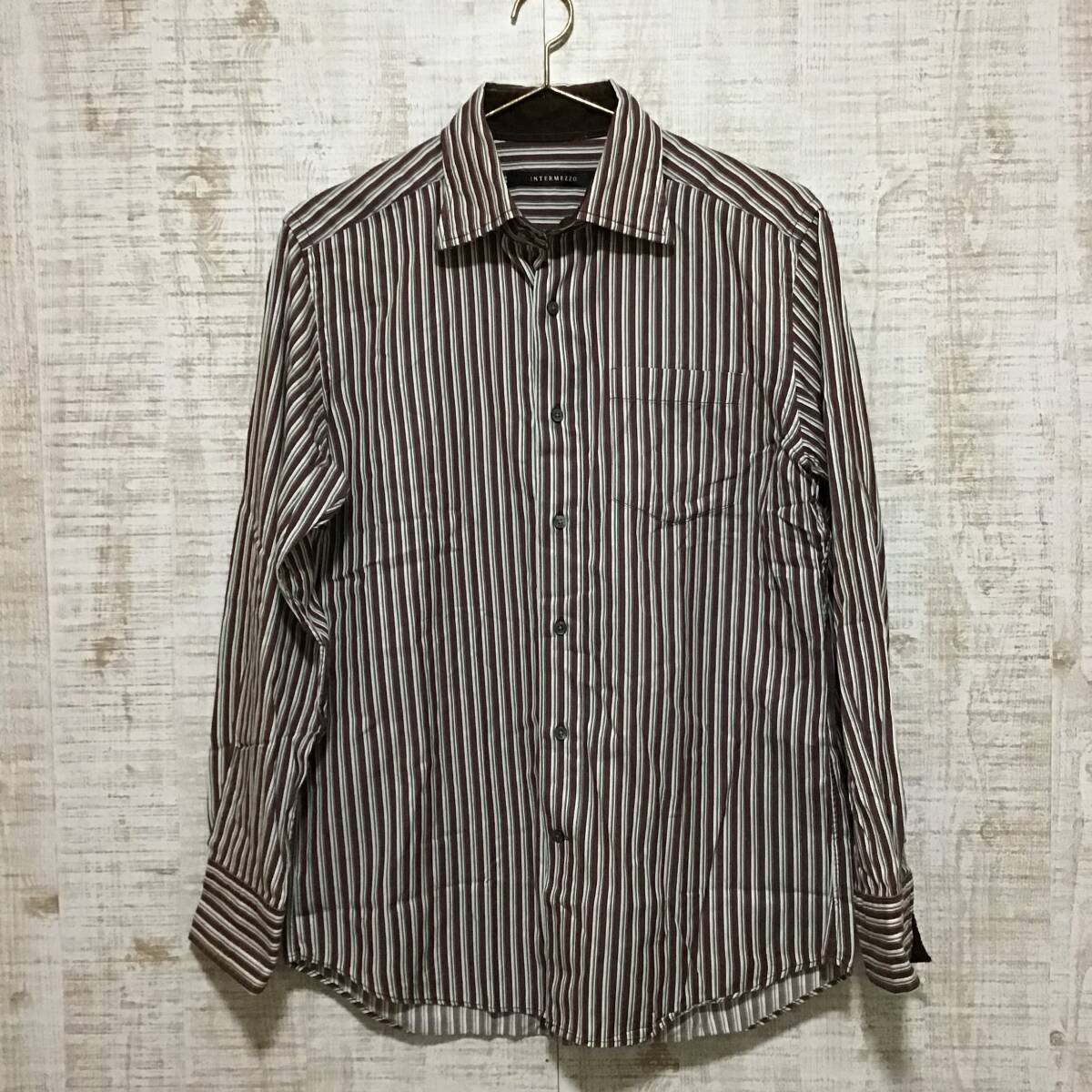 A596◇INTERMEZZO|インターメッツォ 長袖シャツ 朱色×白 サイズ不明拍卖