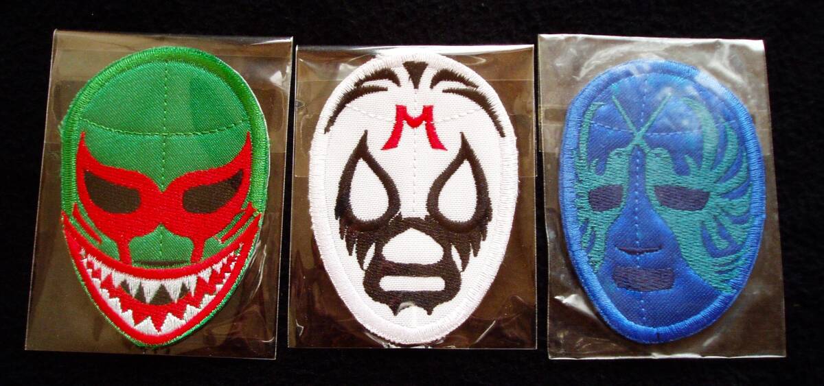 アイロン刺繍ワッペン☆ミルマスカラス 3枚セットC◆全日本プロレス 仮面貴族 千の顔を持つ男 UWA EMLL メキシコ ルチャリブレ SO1拍卖
