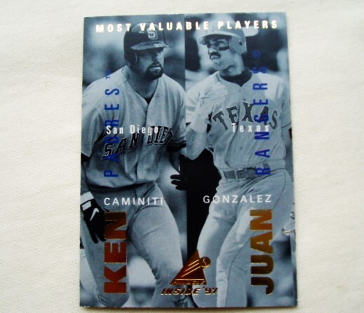 MVPプレイヤーズ ケン・カミ二ティ&フアン・ゴンザレス【KEN CAMINITI&JUAN GONZALEZ】◆PINNACLE1997 パドレス レンジャーズ コンビカード拍卖