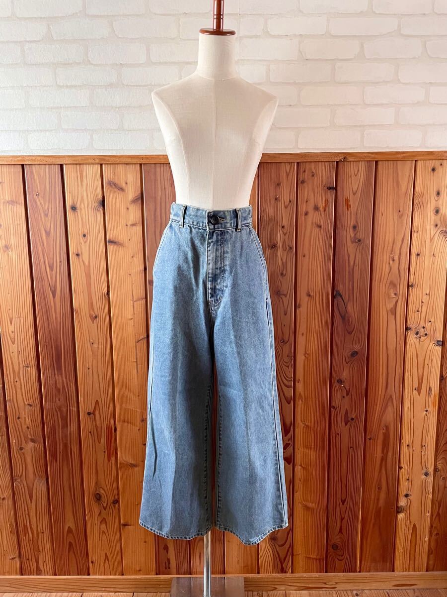 PERMANENT inconnue レディース ワイド デニムパンツ S-Mサイズ位 古着 大きいポケット ガウチョパンツ ジーンズ denim pants jeans T拍卖
