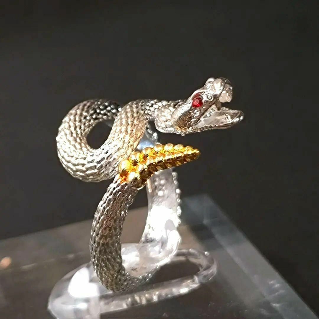 【富と再生の象徴】 弁財天の使い(びゃくだ、はくじゃ) のメタルリング フリー阿拍卖